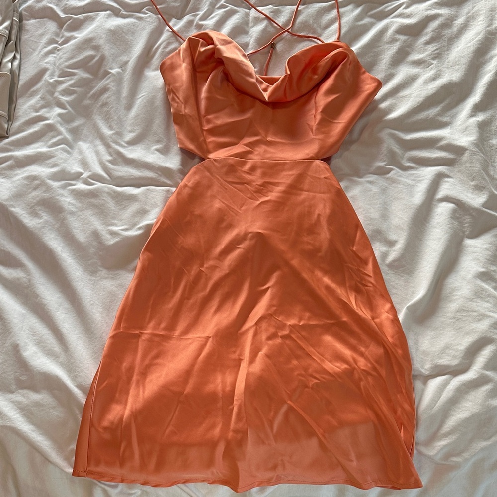 Orange Satin Mini Dress